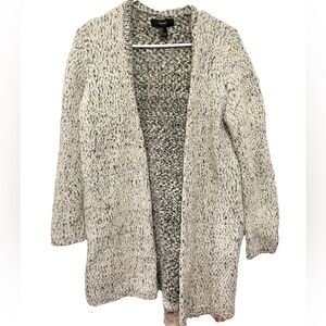 Forever 21 Speckled Gray Open Front Cardigan Chunky Knit Long Duster